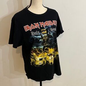 Pacific Black Iron Maiden Graphic Rock Band Tee Holy Smoke Large